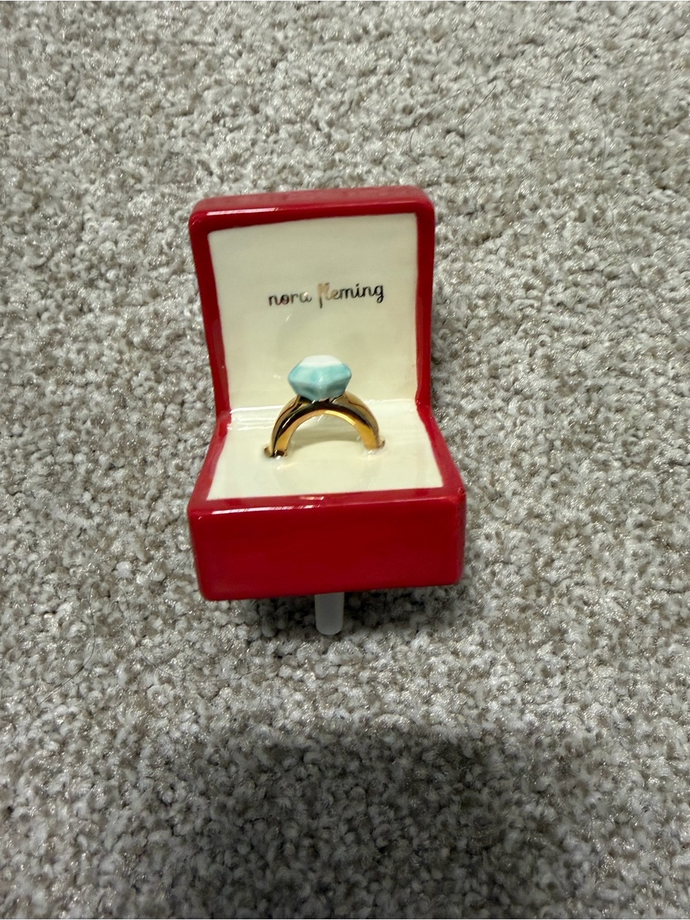 Nora Fleming Gold-Tone Ring with Mint Blue Stone